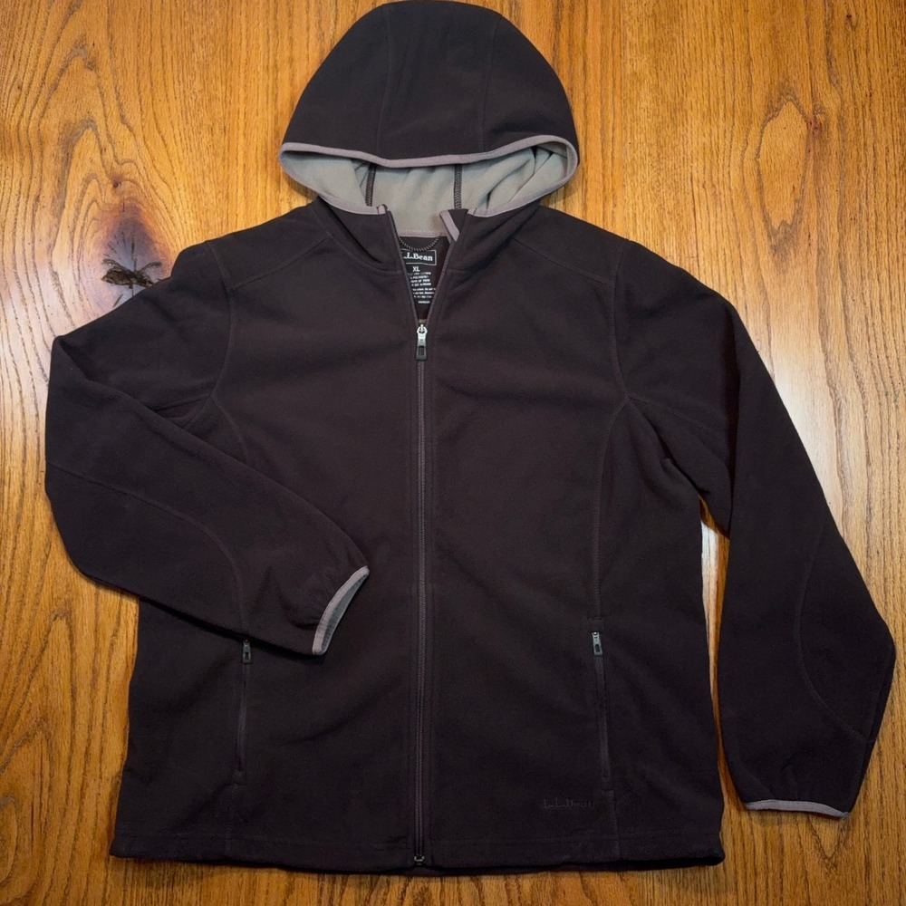 L.L. Bean Fleece Hoodie Womens XL Black Polartec Full Zip Jacket 0GCW8